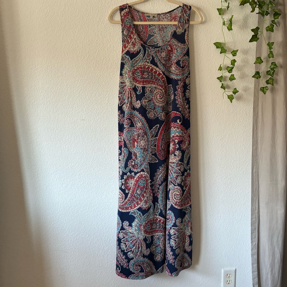JOAN VASS PAISLEY MAXI SLEEVELESS DRESS, LARGE